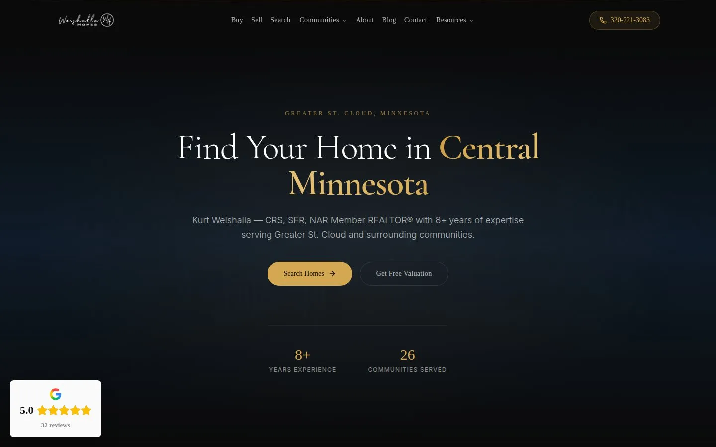 Home page of the Weishalla Homes website